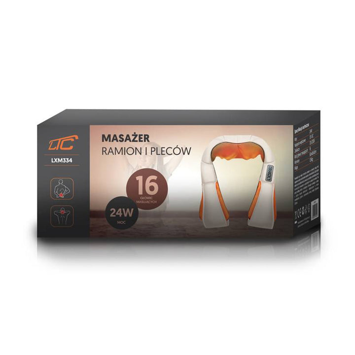 Masażer ramion LTC Shiatsu 6D, 3 prędkości, 5V, 24W, Funkcja grzania, Podświetlenie LED, Antypoślizgowe pasy