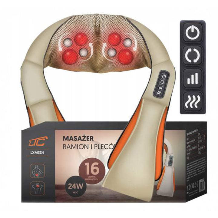 Masażer ramion LTC Shiatsu 6D, 3 prędkości, 5V, 24W, Funkcja grzania, Podświetlenie LED, Antypoślizgowe pasy