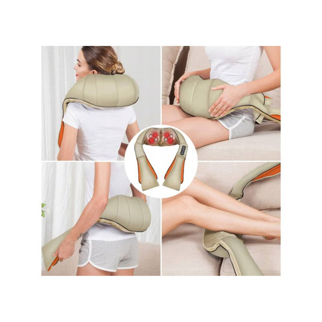 Masażer ramion LTC Shiatsu 6D, 3 prędkości, 5V, 24W, Funkcja grzania, Podświetlenie LED, Antypoślizgowe pasy