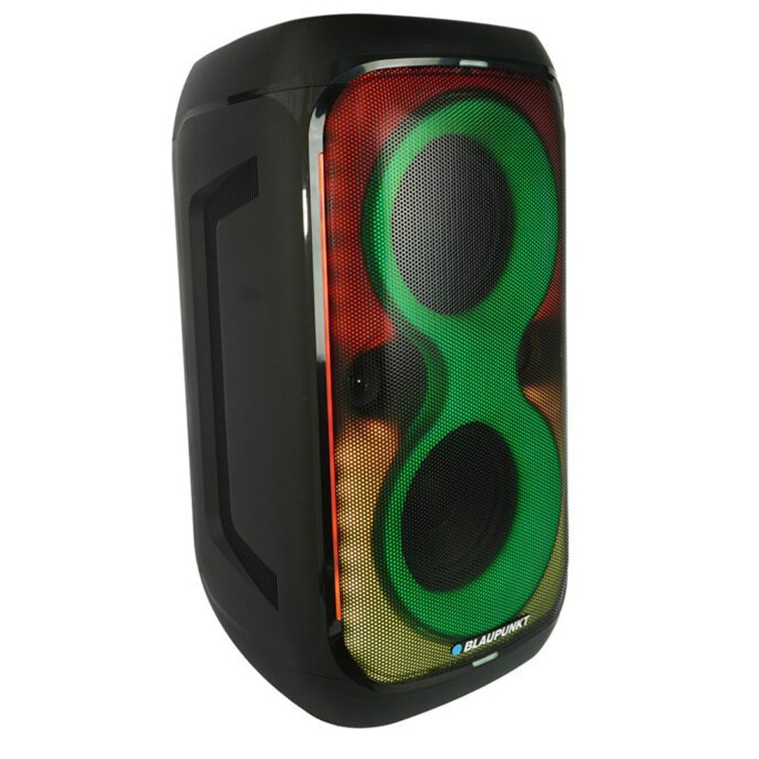 Głośnik Party Box Blaupunkt, Oświetlenie LED, Bluetooth, USB i AUX, Radio FM, Funkcja karaoke, pilot do sterowania, czas pracy baterii do 18h, PB60X