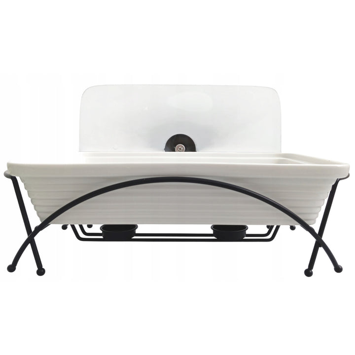 Ceramiczny podgrzewacz do potraw Maestro, prostokątny, kolor biały, pojemność 2,4L, można używać w piekarniku, w zestawie stelaż i pokrywka z uchwytem, MR-11562-73