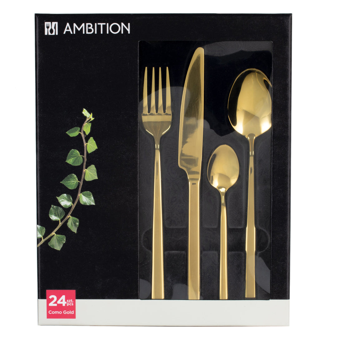 Komplet sztućców na 6 osób Como Gold 24-elementowy Gift Box AMBITION