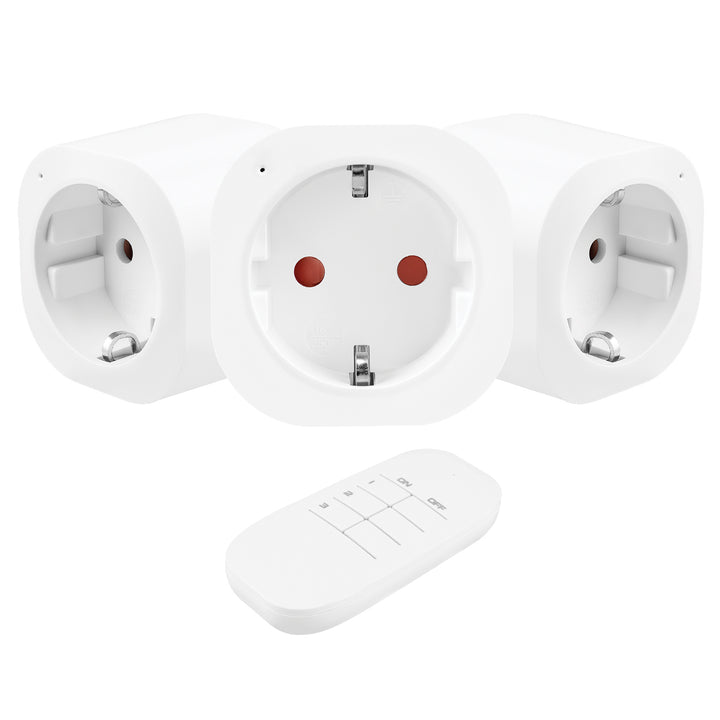 Gniazdka sterowane pilotem GreenBlue, 3szt, programowalne, zasięg do 30m, 220-240V AC, 50/60Hz, 16A, 433MHz, GB313 F