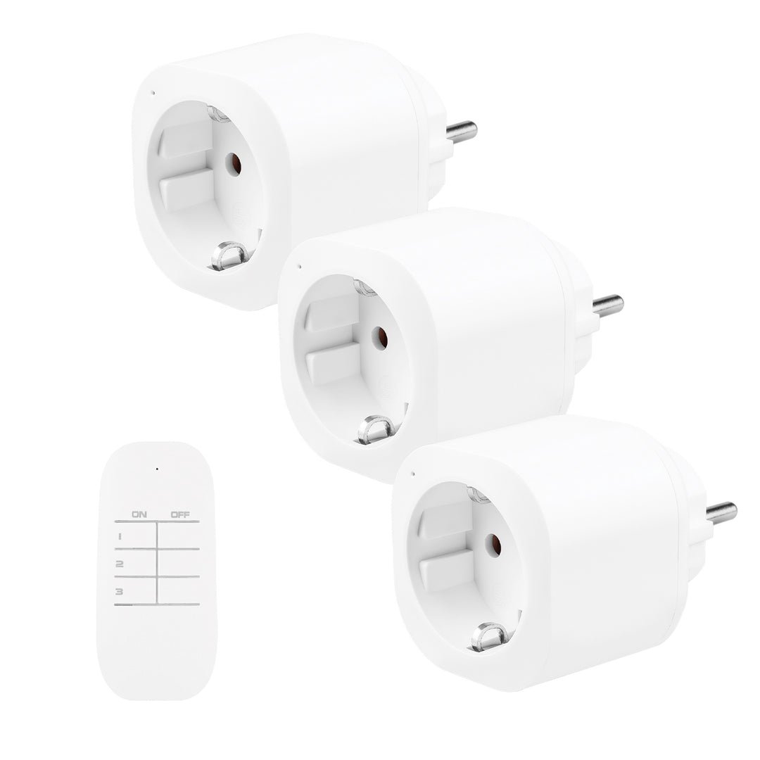 Gniazdka sterowane pilotem GreenBlue, 3szt, programowalne, zasięg do 30m, 220-240V AC, 50/60Hz, 16A, 433MHz, GB313 F