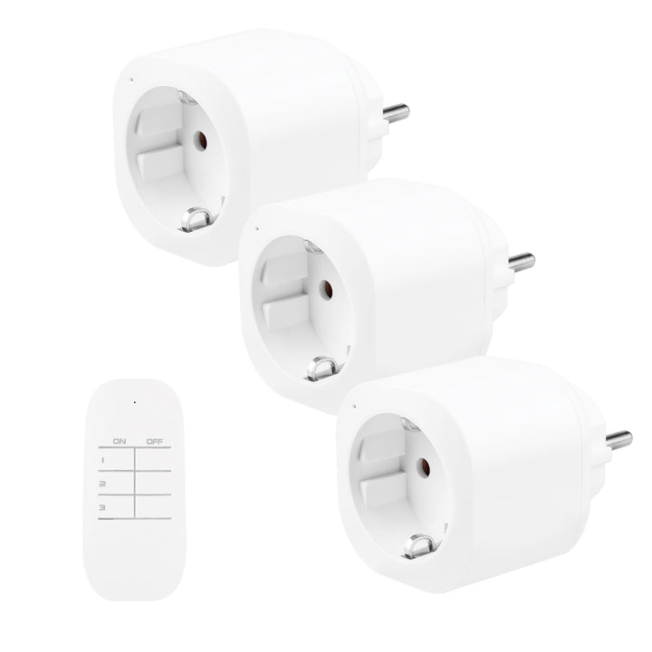 Gniazdka sterowane pilotem GreenBlue, 3szt, programowalne, zasięg do 30m, 220-240V AC, 50/60Hz, 16A, 433MHz, GB313 F
