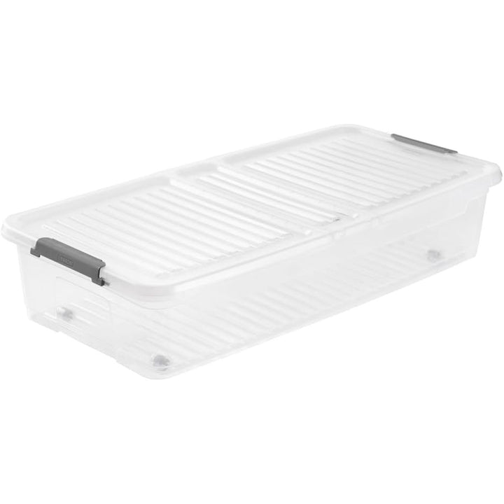 Pojemnik z pokrywką Leo Keeeper, pojemność 33L, bezbarwny, posiada kółka, pokrywa zamykana klipsami