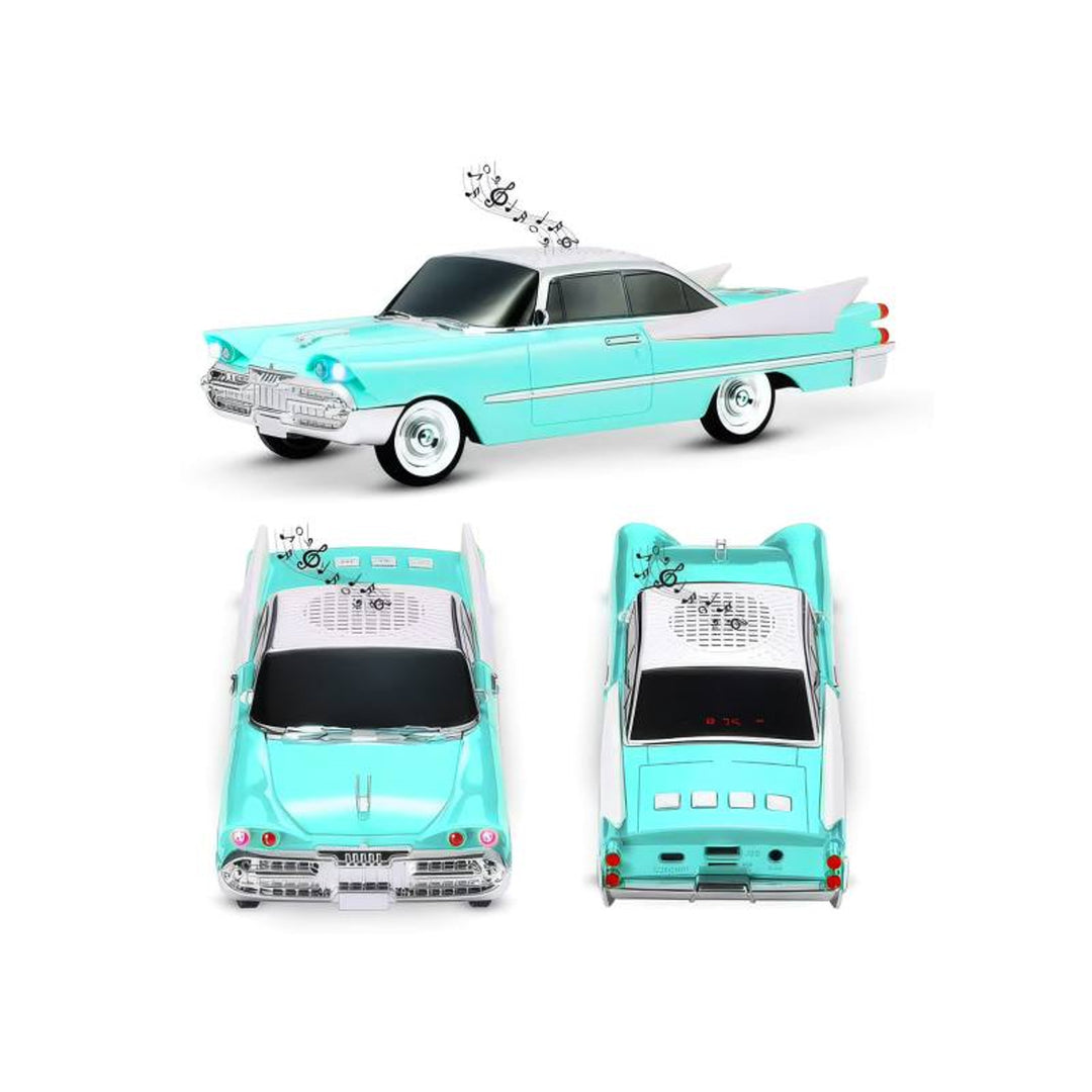 Głośnik retro Lamex, Bluetooth, radio FM, akumulator 1500 mAh, kolor niebieski, gniazda USB AUX MICRO SD, wyświetlacz LCD, LXWS1965E