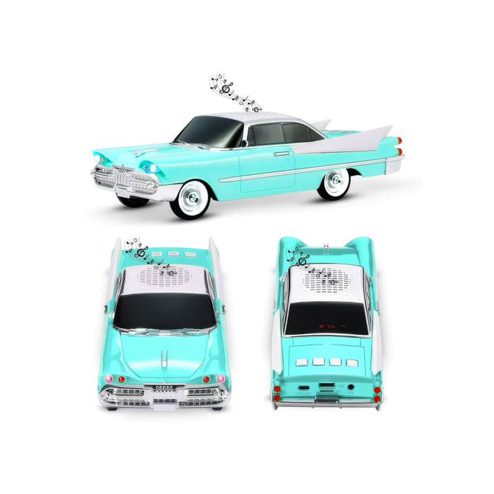 Głośnik retro Lamex, Bluetooth, radio FM, akumulator 1500 mAh, kolor niebieski, gniazda USB AUX MICRO SD, wyświetlacz LCD, LXWS1965E