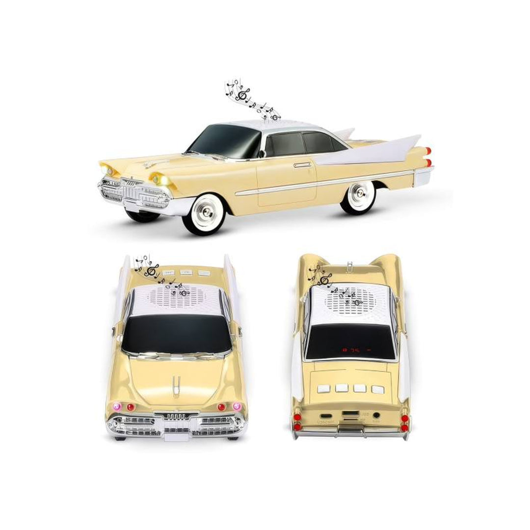 Głośnik retro Lamex, Bluetooth, radio FM, akumulator 1500 mAh, kolor kremowy, gniazda USB AUX MICRO SD, Wyświetlacz LCD, LXWS1965K