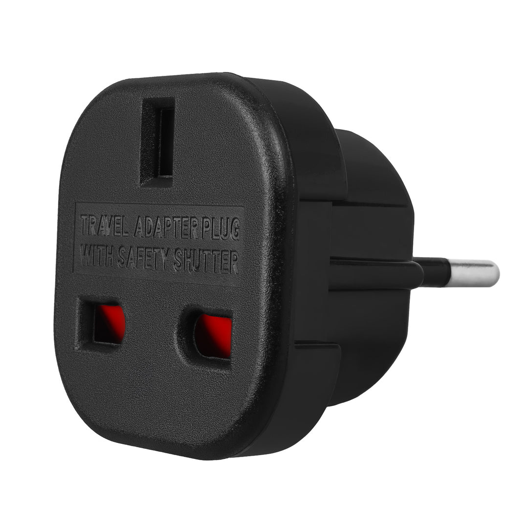 Adapter gniazdo UK Maclean, na wtyk EU, czarny, MCE72, 2 sztuki