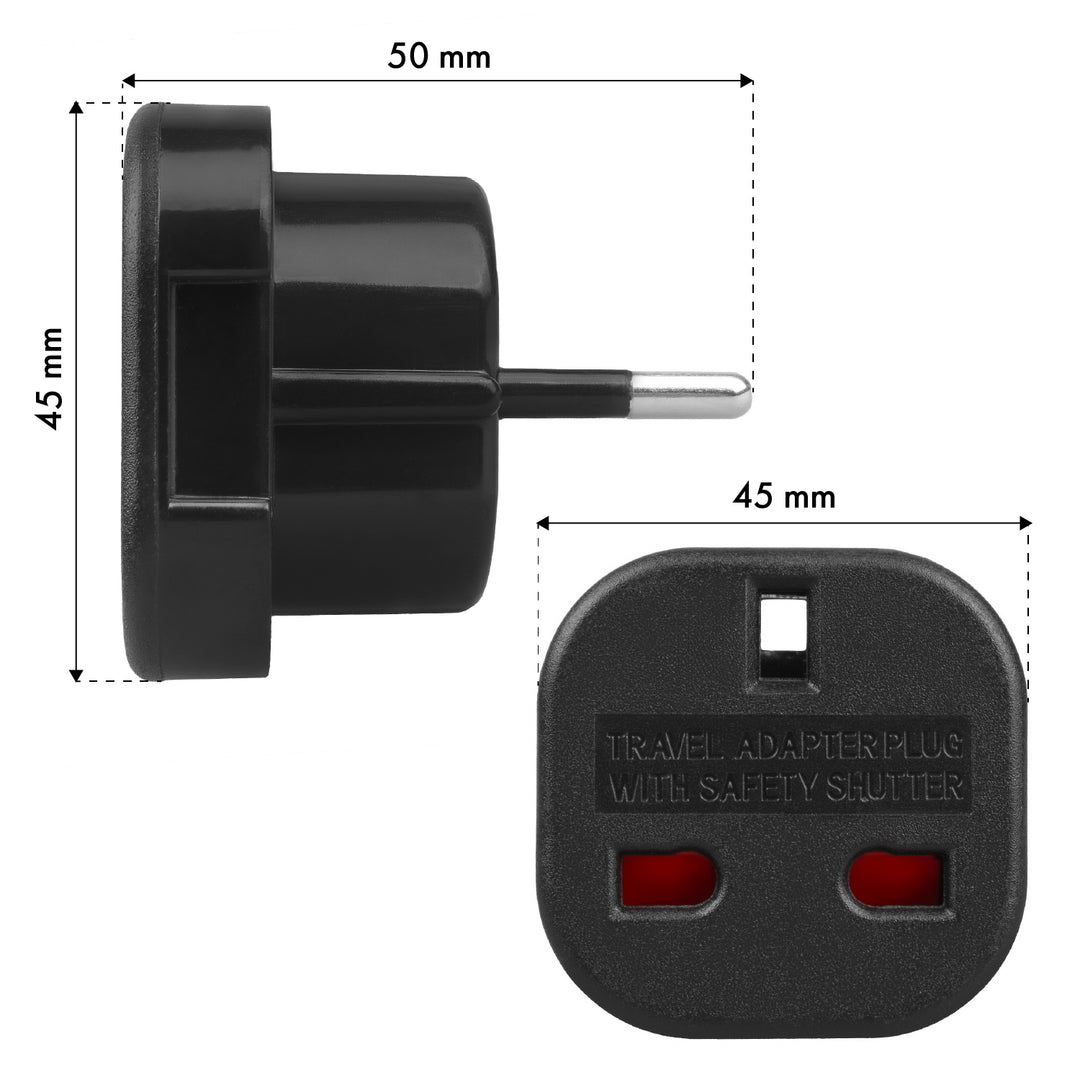 Adapter gniazdo UK Maclean, na wtyk EU, czarny, MCE72, 4 sztuki