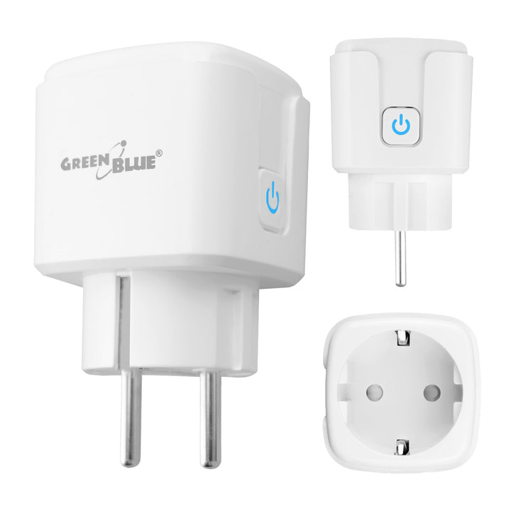 Zdalnie sterowane gniazdko WiFi GreenBlue, Android/iOS/Alexa/Google Home, timer, watomierz, max 16A/3840W, GB735 W
