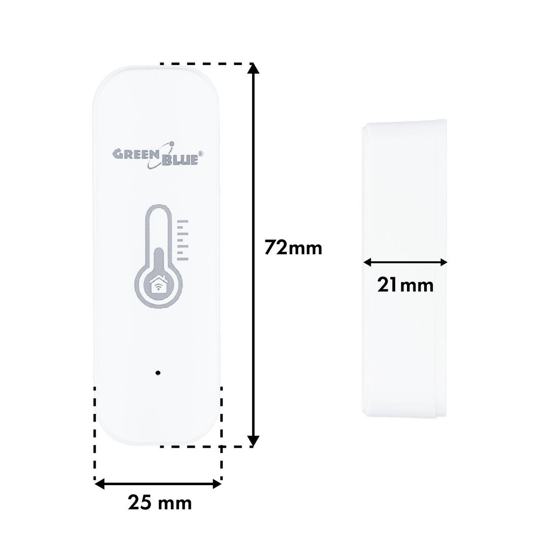 Czujnik temperatury i wilgotności WiFi GreenBlue, Android/iOS/Alexa/Google Home, 3.0V DC, LR03x2, GB737