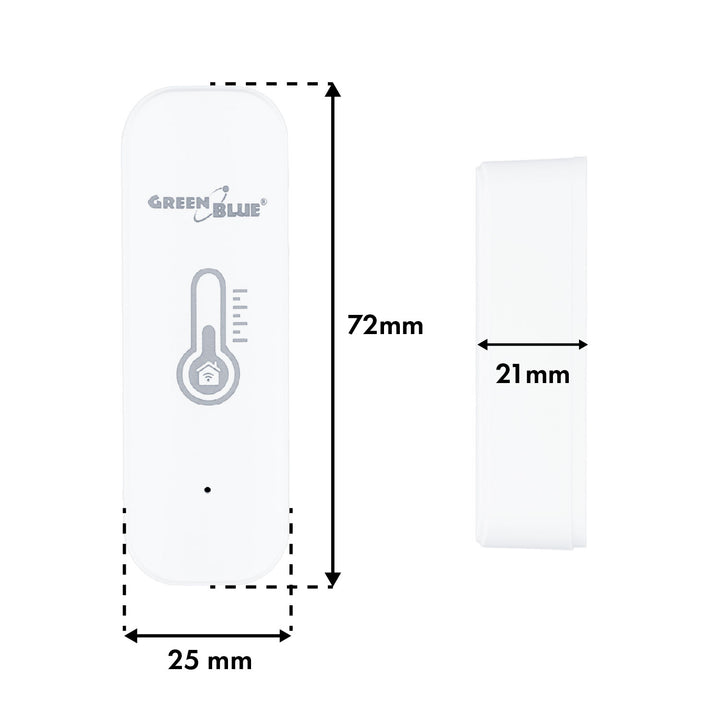 Czujnik temperatury i wilgotności WiFi GreenBlue, Android/iOS/Alexa/Google Home, 3.0V DC, LR03x2, GB737