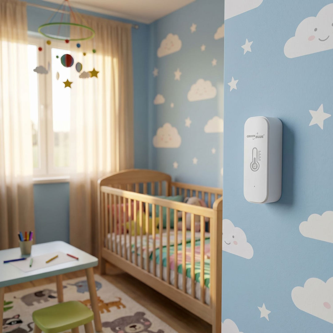 Czujnik temperatury i wilgotności WiFi GreenBlue, Android/iOS/Alexa/Google Home, 3.0V DC, LR03x2, GB737