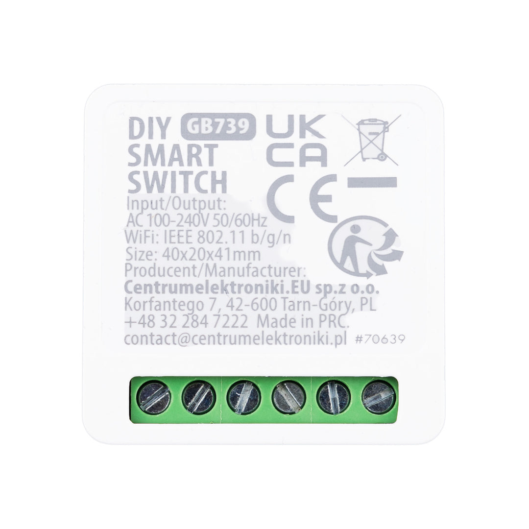 Przekaźnik WiFi dopuszkowy GreenBlue, Android/iOS/Alexa/Google Home,100-240V AC, 50/60Hz, max.16A, dla LED 150W, GB739