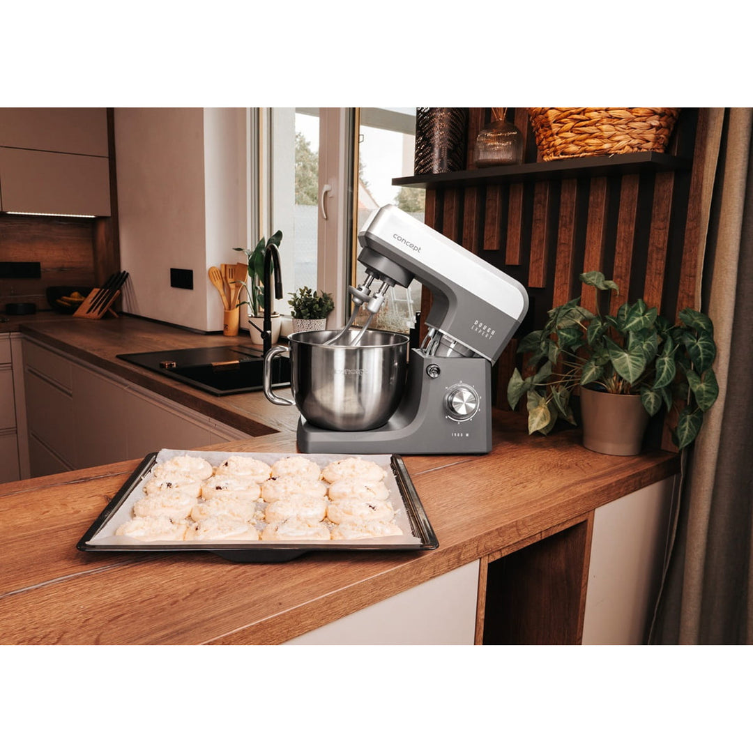 Robot kuchenny planetarny Concept Dough Expert, moc 1900W, podwójny hak, funkcja podgrzewania misy, 6 różnych prędkości, RM6010