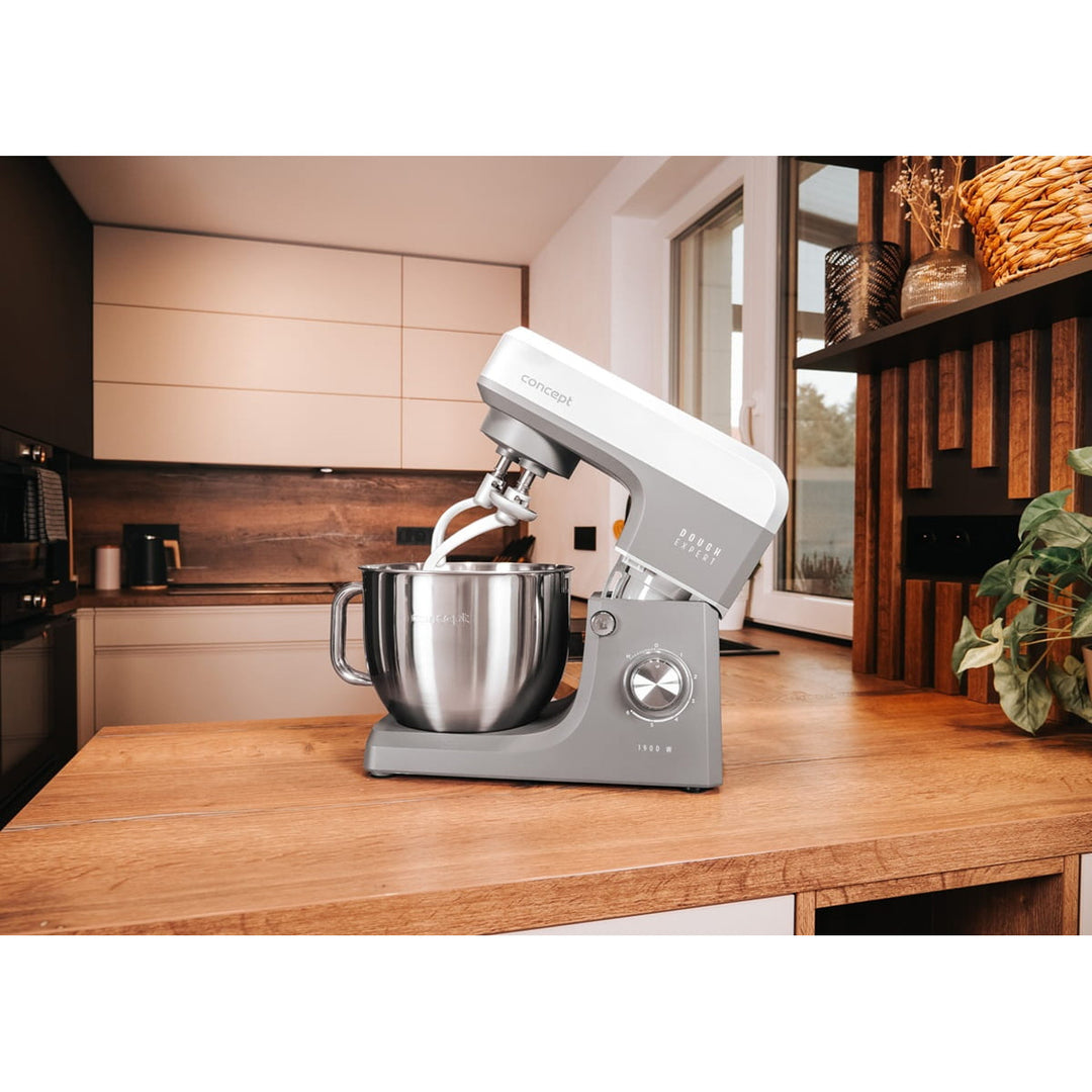 Robot kuchenny planetarny Concept Dough Expert, moc 1900W, podwójny hak, funkcja podgrzewania misy, 6 różnych prędkości, RM6010