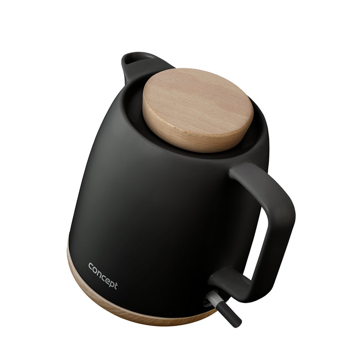 Czajnik elektryczny ceramiczny Concept, pojemność 1L, 1200 W, kolor czarny, złącze Strix, filtr antyosadowy, obrotowa podstawa, RK0086
