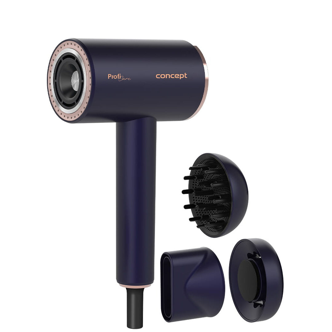 Suszarka do włosów Concept ProfiCare, silnik BLDC, magnetyczne nakładki, funkcja Oil Therapy, tryb dla dzieci, funkcja Cold Mode, VV8100