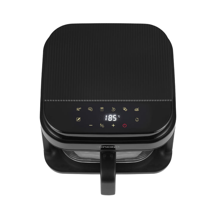 Frytkownica beztłuszczowa Concept Glass&Fast, pojemność 5,5L, 7 programów, dotykowy wyświetlacz LED, zdrowy tryb smażenia, szklany pojemnik, FR5500