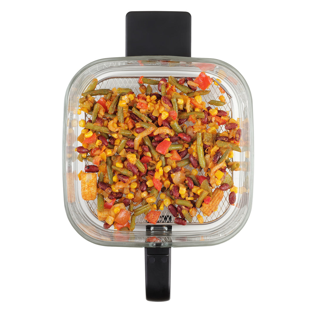 Frytkownica beztłuszczowa Concept Glass&Fast, pojemność 5,5L, 7 programów, dotykowy wyświetlacz LED, zdrowy tryb smażenia, szklany pojemnik, FR5500