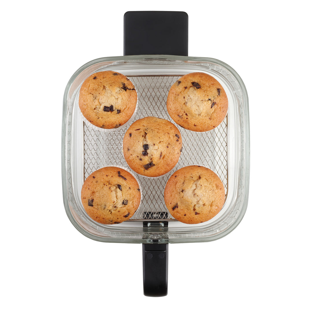 Frytkownica beztłuszczowa Concept Glass&Fast, pojemność 5,5L, 7 programów, dotykowy wyświetlacz LED, zdrowy tryb smażenia, szklany pojemnik, FR5500