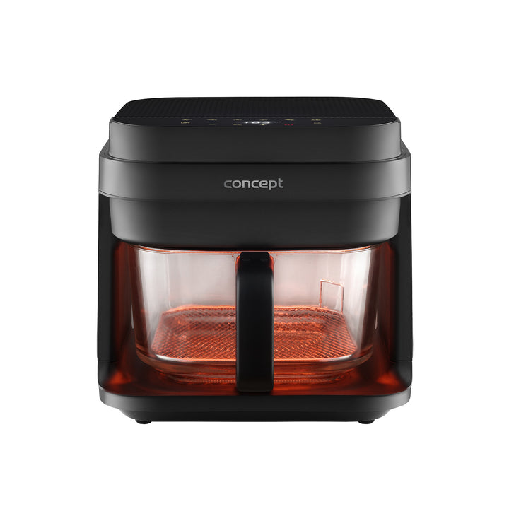 Frytkownica beztłuszczowa Concept Glass&Fast, pojemność 5,5L, 7 programów, dotykowy wyświetlacz LED, zdrowy tryb smażenia, szklany pojemnik, FR5500