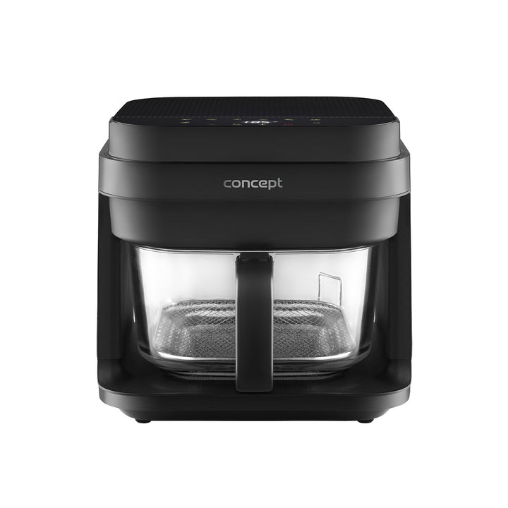 Frytkownica beztłuszczowa Concept Glass&Fast, pojemność 5,5L, 7 programów, dotykowy wyświetlacz LED, zdrowy tryb smażenia, szklany pojemnik, FR5500