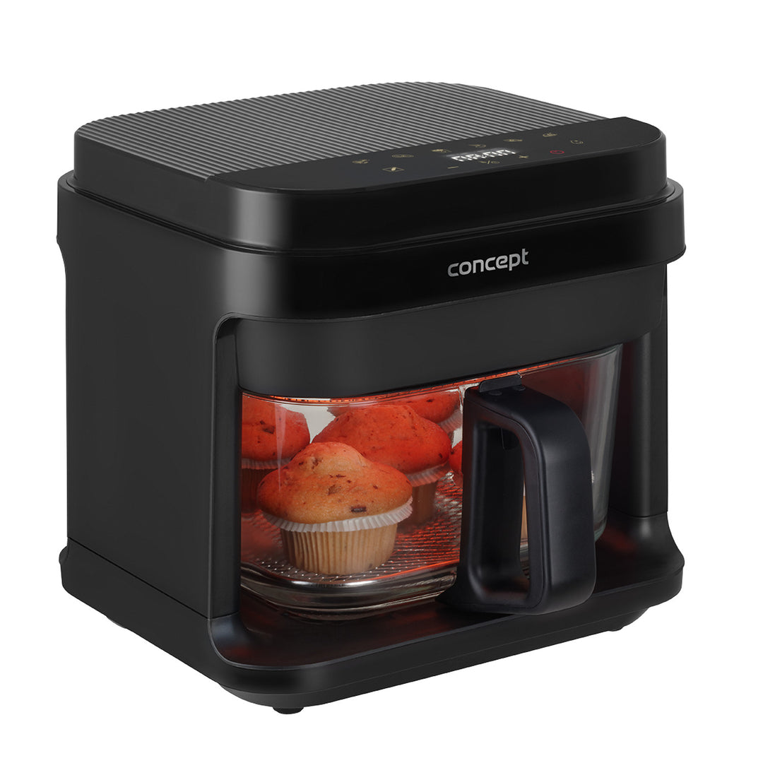 Frytkownica beztłuszczowa Concept Glass&Fast, pojemność 5,5L, 7 programów, dotykowy wyświetlacz LED, zdrowy tryb smażenia, szklany pojemnik, FR5500