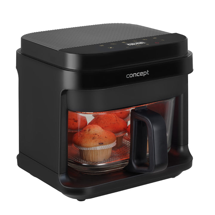 Frytkownica beztłuszczowa Concept Glass&Fast, pojemność 5,5L, 7 programów, dotykowy wyświetlacz LED, zdrowy tryb smażenia, szklany pojemnik, FR5500