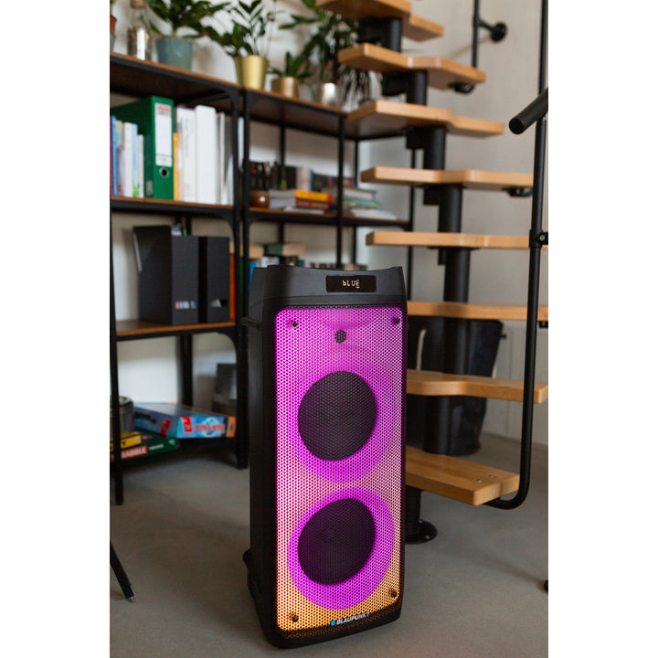 Głośnik Party Box Blaupunkt, oświetlenie LED, Bluetooth, USB i AUX, radio FM, funkcja karaoke, pilot do sterowania, PB08DB