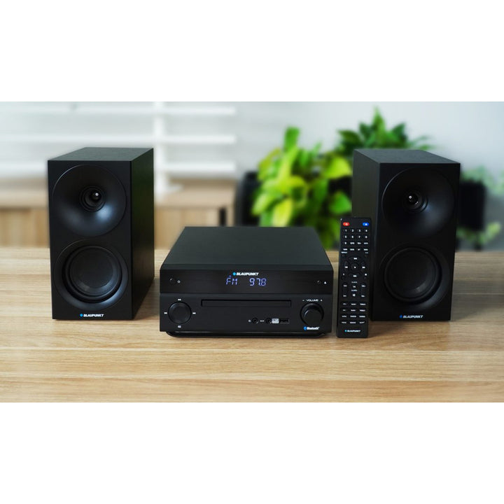 Mikrowieża Blaupunkt, Moc 150W, Radio FM, Gniazdo AUX oraz złącze USB, Bluetooth, wejście HDMI, zegar z alarmem, wyświetlacz LED, kolor czarny, MS30.02BT