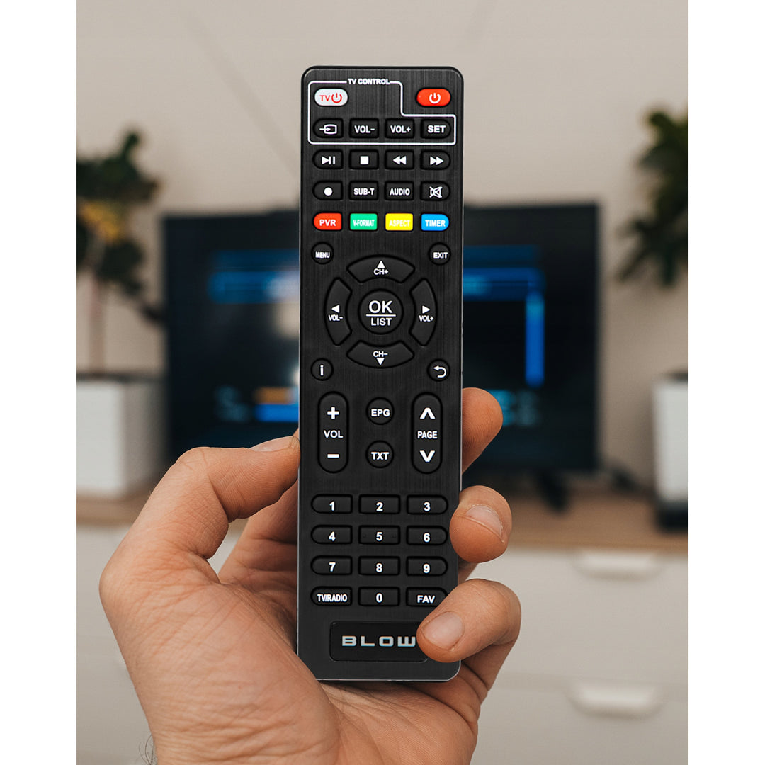 Tuner DVB-T/T2 Blow, H.265, 6000FHD, funkcja Timeshift, wiele języków, funkcja odtwarzacza multimedialnego, gniazdo USB, 77-077#