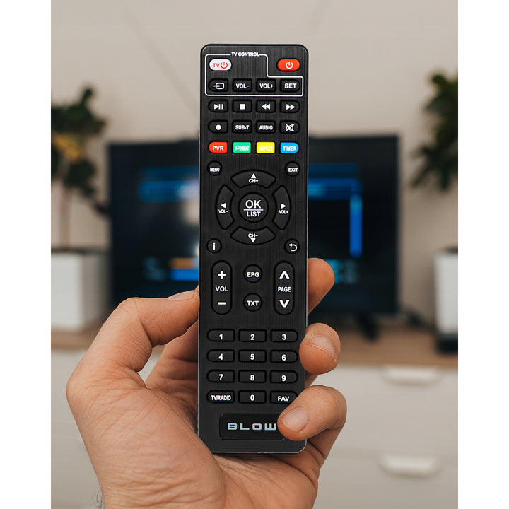 Tuner DVB-T/T2 Blow, H.265, 6000FHD, funkcja Timeshift, wiele języków, funkcja odtwarzacza multimedialnego, gniazdo USB, 77-077#