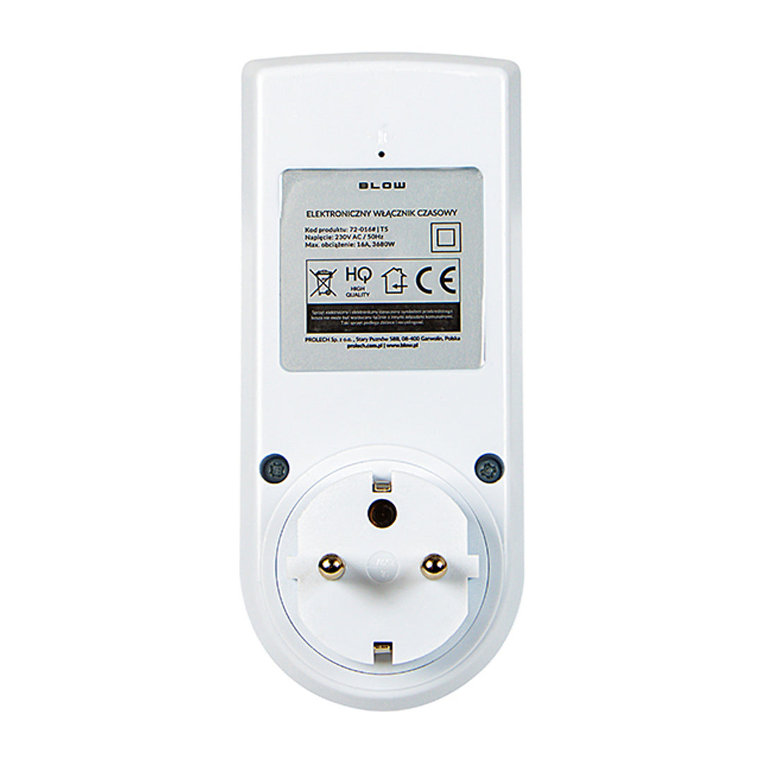 Programator czasomierz cyfrowy Blow, wyświetlacz LCD, dokładność +/- 1 minuta na miesiąc, 16 różnych kombinacji działania, 72-016#