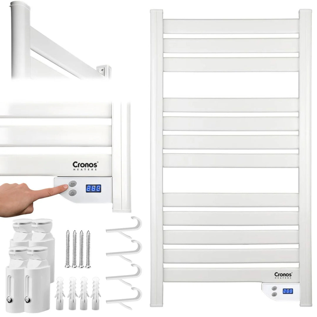 Grzejnik łazienkowy elektryczny Cronos, moc 500W, ogrzewa pomieszczenie do 6m2, wyświetlacz LCD, funkcja AUTO, TIMER i wykrywania otwartego okna, TW-500
