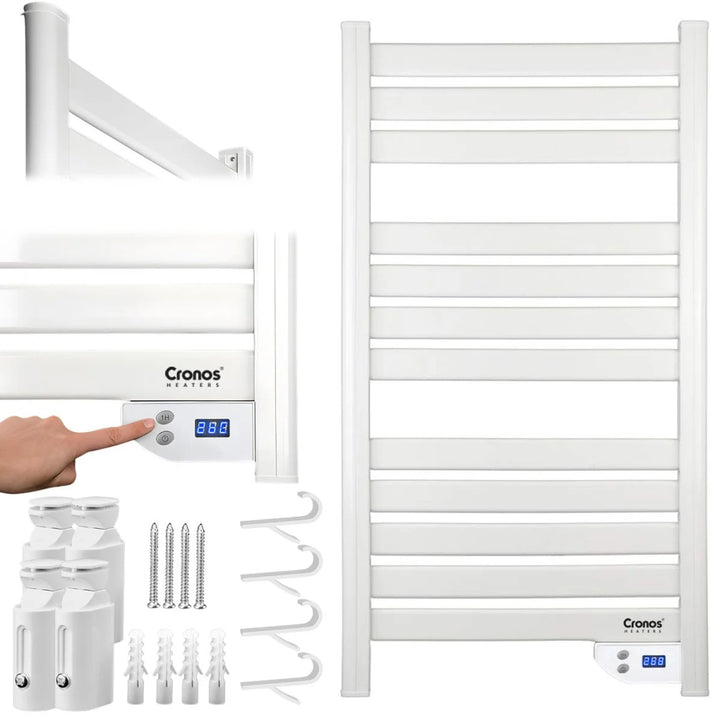 Grzejnik łazienkowy elektryczny Cronos, moc 500W, ogrzewa pomieszczenie do 6m2, wyświetlacz LCD, funkcja AUTO, TIMER i wykrywania otwartego okna, TW-500