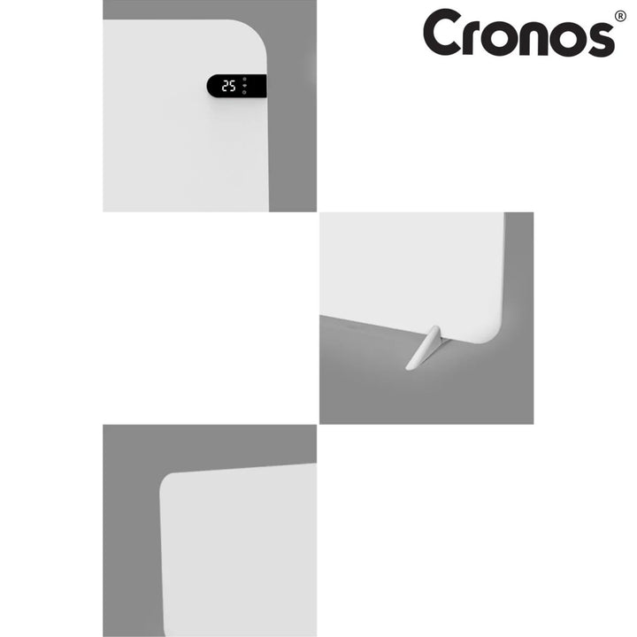 Grzejnik elektryczny Cronos, kolor biały, moc 450W, ogrzanie pomieszczenia do 14m2, wbudowany termostat, Sterowanie pilotem, funkcja wykrywania otwartego okna, nóżki w zestawie, WFH-450TW