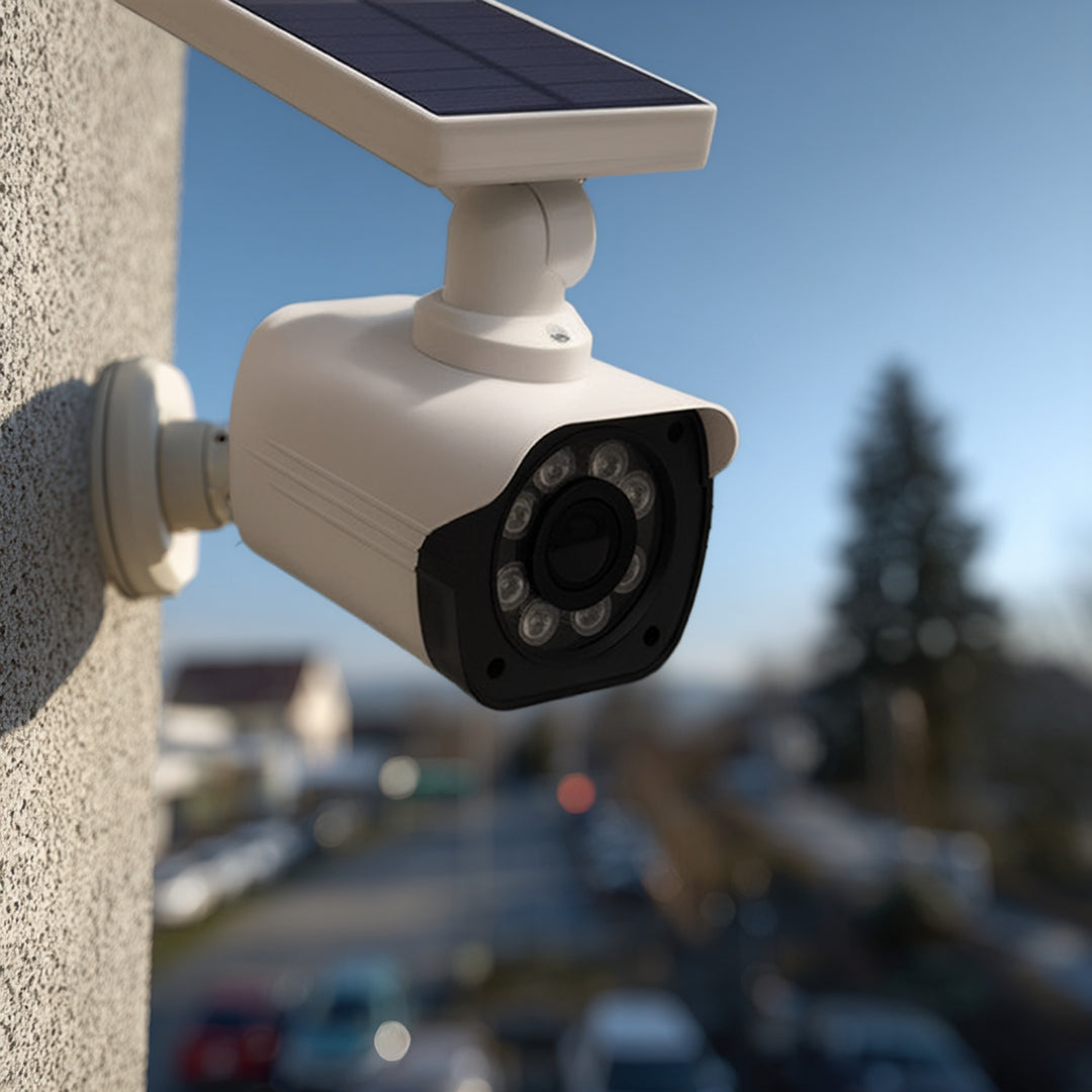 Solarna atrapa kamery, migająca dioda, czujnik ruchu, oświetlenie LED, naklejka gratis, SOL1800S, 4 sztuki