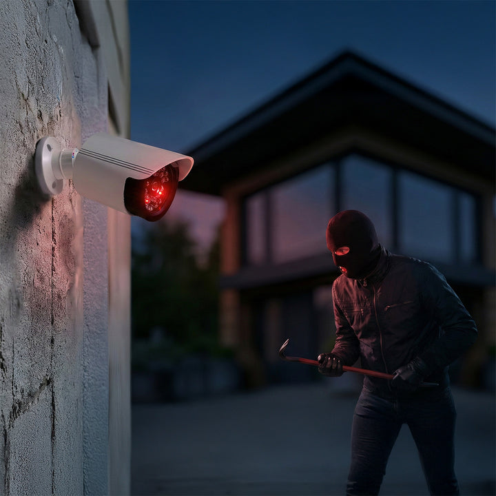 Zestaw dwóch atrap kamer tubowych, diody IR LED, białe, zasilanie 2xAA (w zestawie), ABS, IR1800 WT