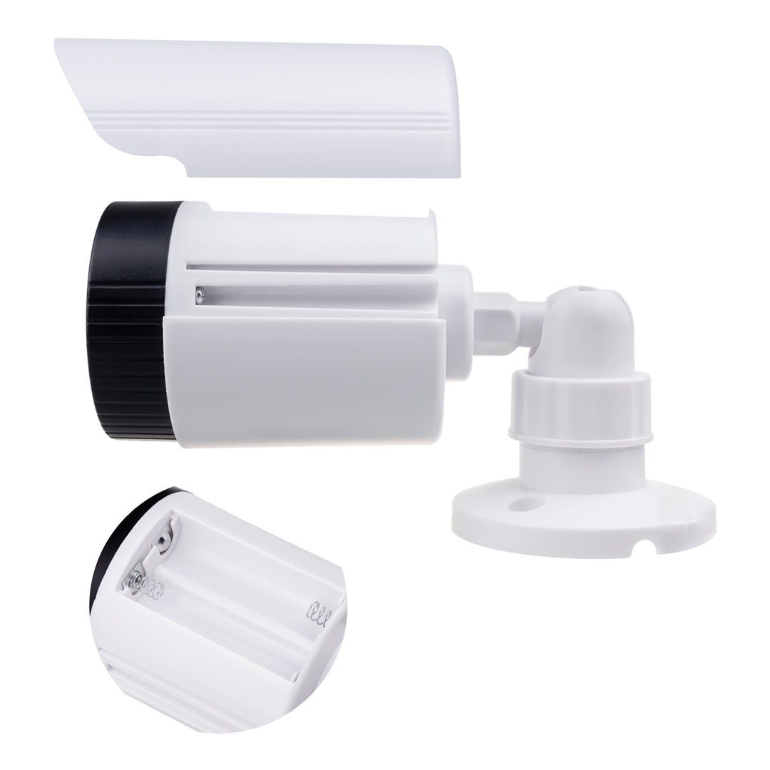 Atrapa kamery tubowej, diody IR LED, biała, zasilanie 2xAA (w zestawie), ABS, IR1800 W