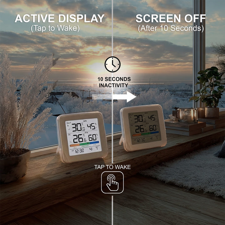 Bezprzewodowa stacja pogody GreenBlue,temperatura + wilgotność IN/OUT, zegar + alarm + data, do wyboru °C / °F, zasięg do 60m, GB169, 4x bateria AAA