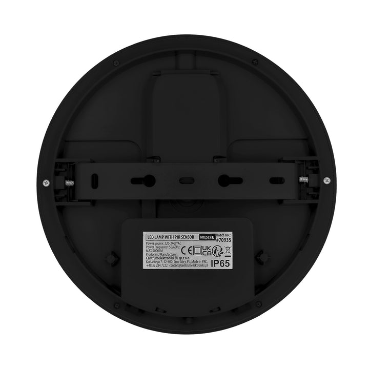 Lampa LED z czujnikiem ruchu Maclean, czujnik PIR, czarna, 10W/15/18W, IP65, możliwość zmiany barwy 3000/4000/6000K, MCE535 B