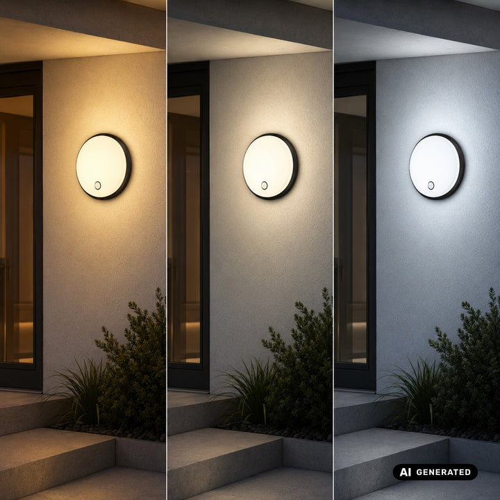 Lampa LED z czujnikiem ruchu Maclean, czujnik PIR, czarna, 10W/15/18W, IP65, możliwość zmiany barwy 3000/4000/6000K, MCE535 B