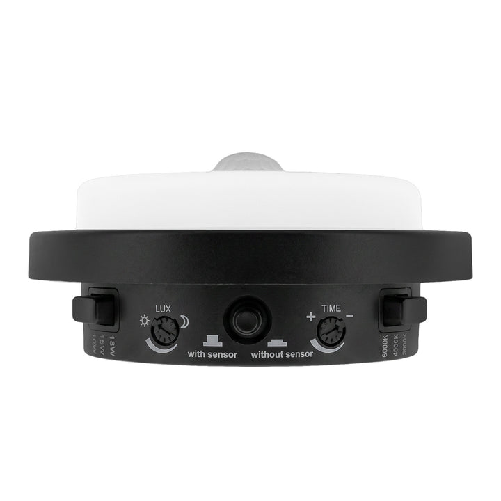 Lampa LED z czujnikiem ruchu Maclean, czujnik PIR, czarna, 10W/15/18W, IP65, możliwość zmiany barwy 3000/4000/6000K, MCE534 B