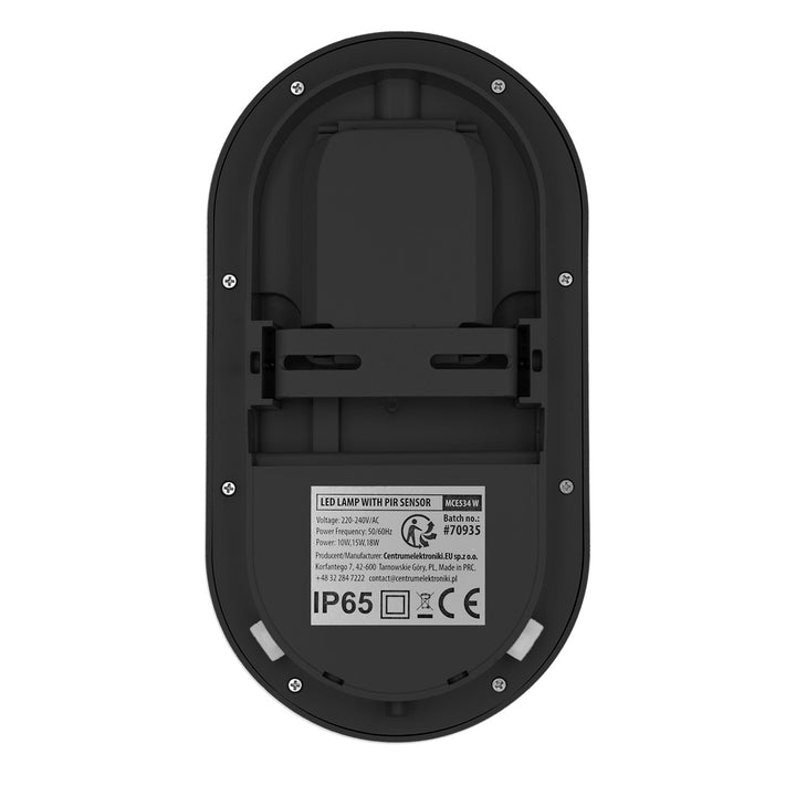 Lampa LED z czujnikiem ruchu Maclean, czujnik PIR, czarna, 10W/15/18W, IP65, możliwość zmiany barwy 3000/4000/6000K, MCE534 B