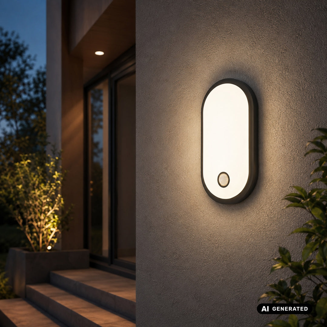 Lampa LED z czujnikiem ruchu Maclean, czujnik PIR, czarna, 10W/15/18W, IP65, możliwość zmiany barwy 3000/4000/6000K, MCE534 B
