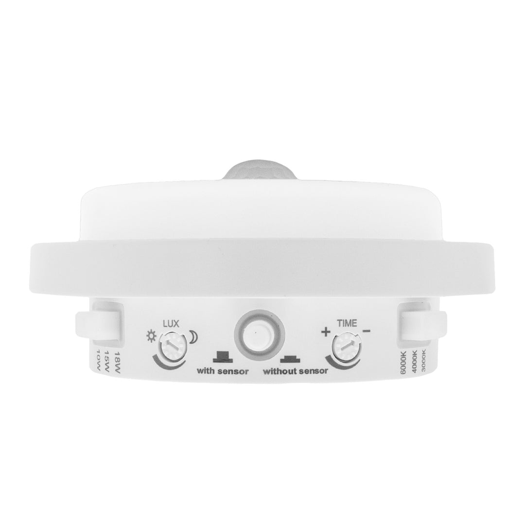 Lampa LED z czujnikiem ruchu Maclean, czujnik PIR, biała, 10W/15/18W, IP65, możliwość zmiany barwy 3000/4000/6000K, MCE534 W