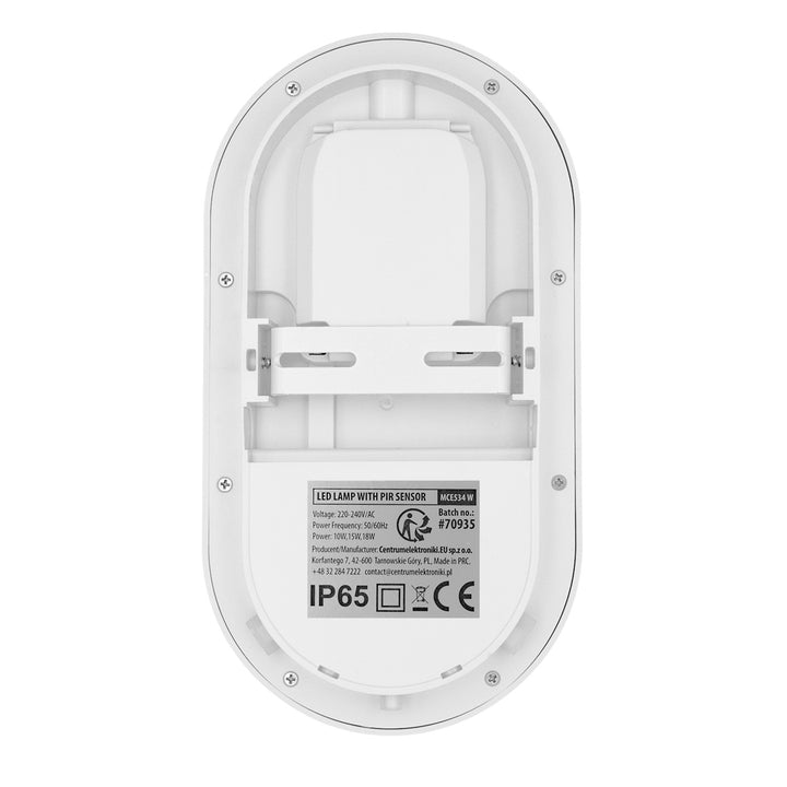 Lampa LED z czujnikiem ruchu Maclean, czujnik PIR, biała, 10W/15/18W, IP65, możliwość zmiany barwy 3000/4000/6000K, MCE534 W